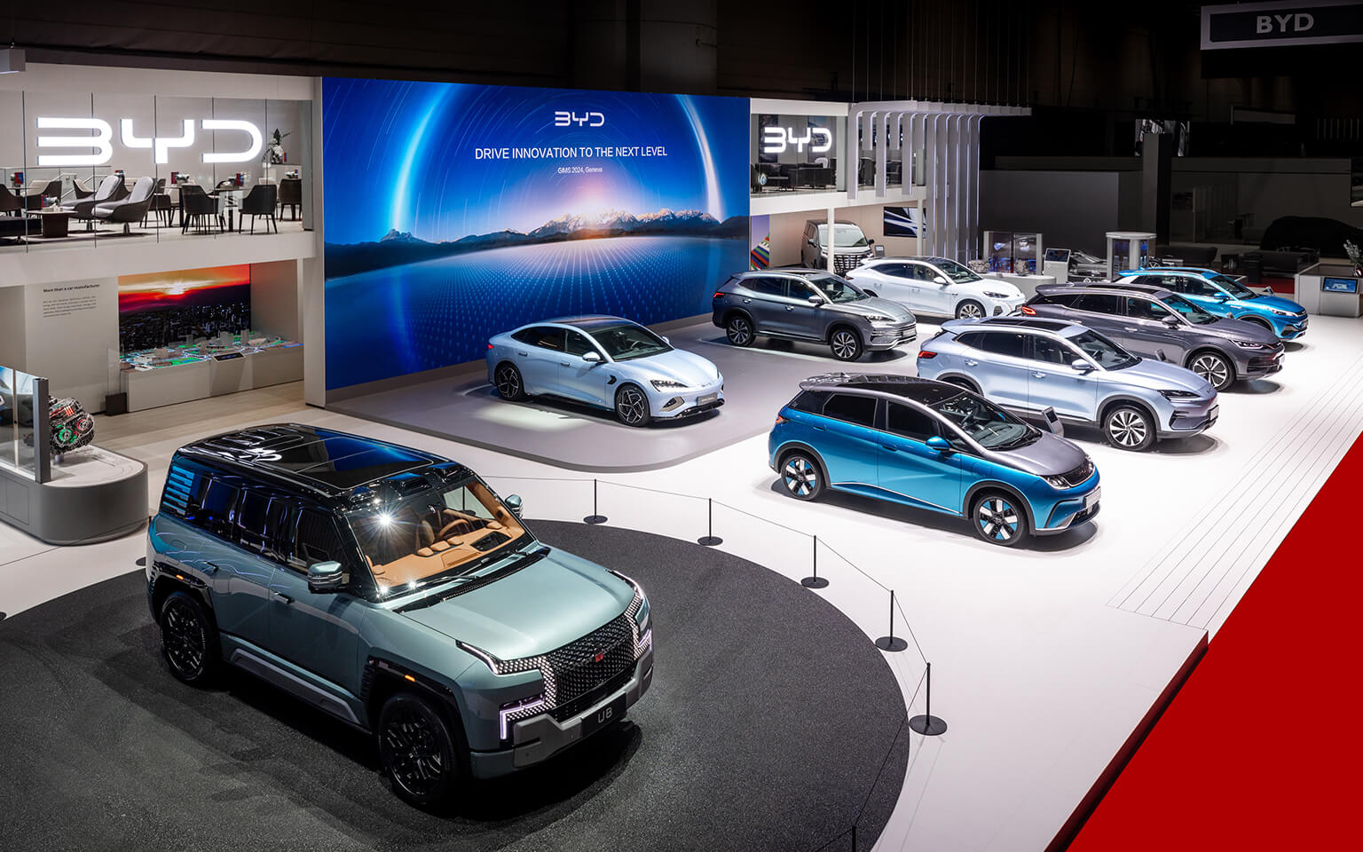 Display International realisiert erneut den Messestand von chinesischen Autohersteller BYD auf dem Genfer Autosalon.
