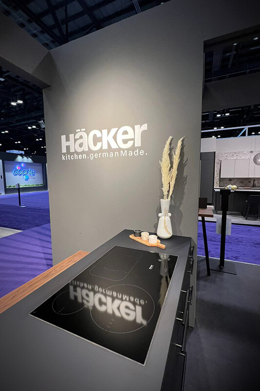 Modern exhibition stand for kitchen manufacturer Häcker by Display International.