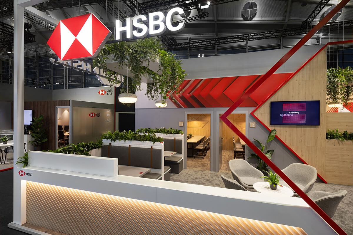 Das großformatige HSBC-Logo und das ikonische Hexagon sorgten für starke Markenpräsenz und Wiedererkennung.