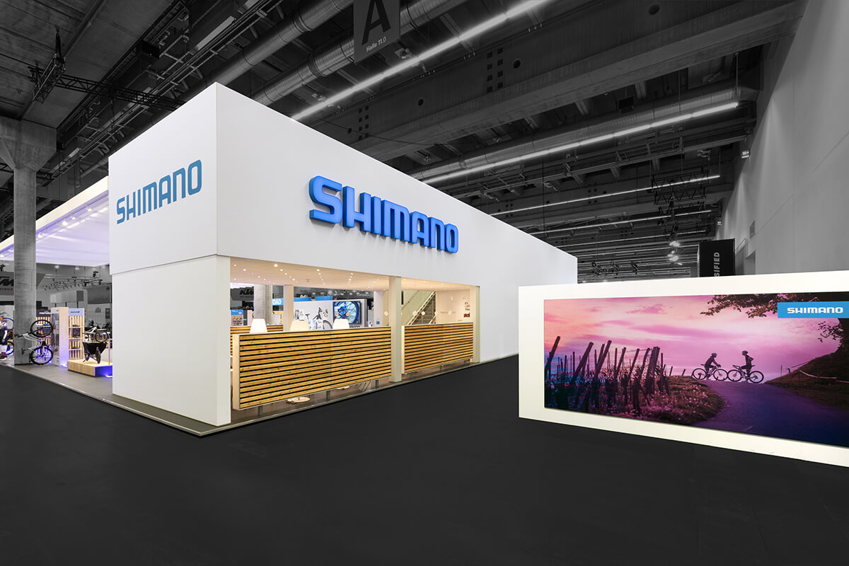 Ein beeindruckender Messestand von Shimano auf der Messe Eurobike in Frankfurt realisiert durch Messebauer Display International.