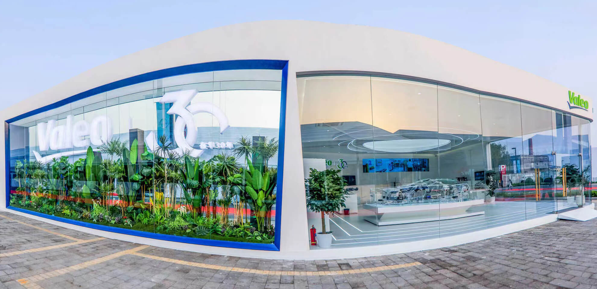 Outdoor pavilion at Auto Beijing in China built by stand builder Display International Shanghai.